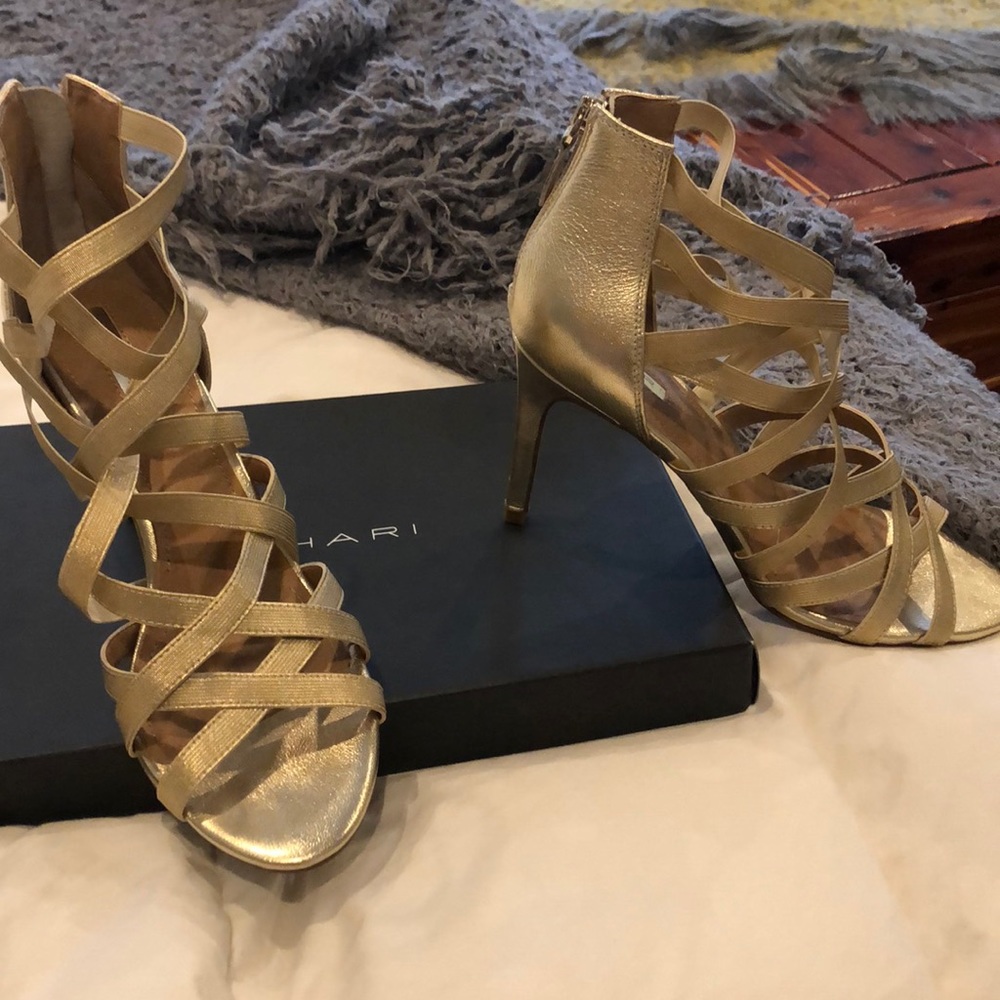 Gold dress shoes. Tahari